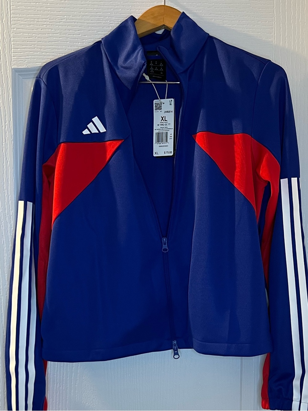 adidas Women's Blue and Red Track Bomber Jacket